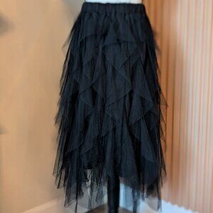 ELINGS Black Layered Tulle Midi Skirt - Size M